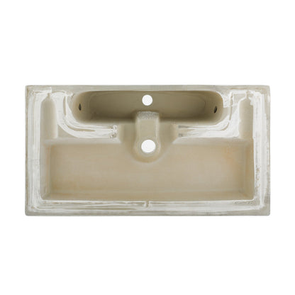 Voltaire Wide Rectangle Vessel Sink in Static Marble Vessel Sink Marble