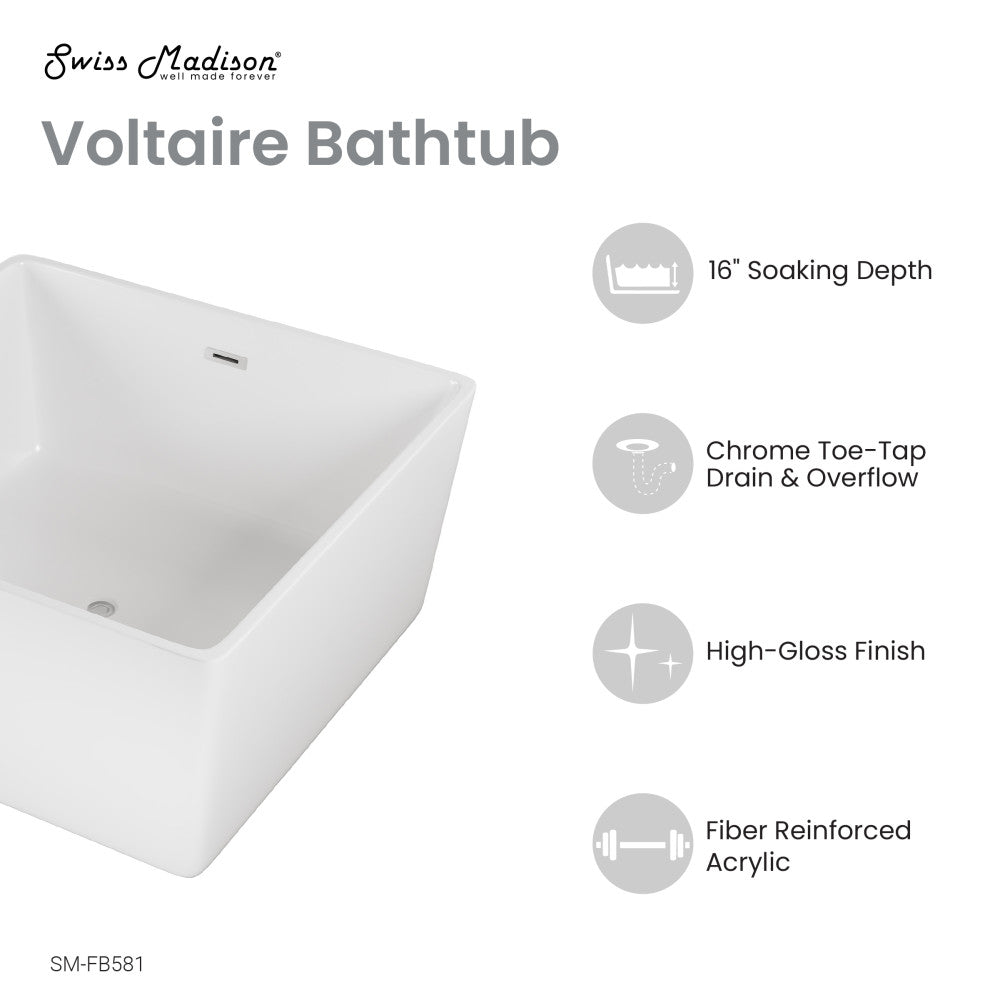 Voltaire 47&quot; Square Freestanding Bathtub