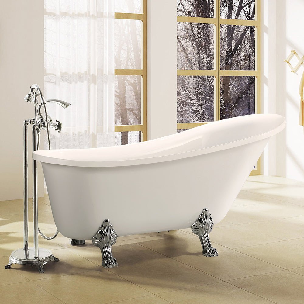 69&quot; x 30&quot; Freestanding White Acrylic Bathtub - HomeBeyond