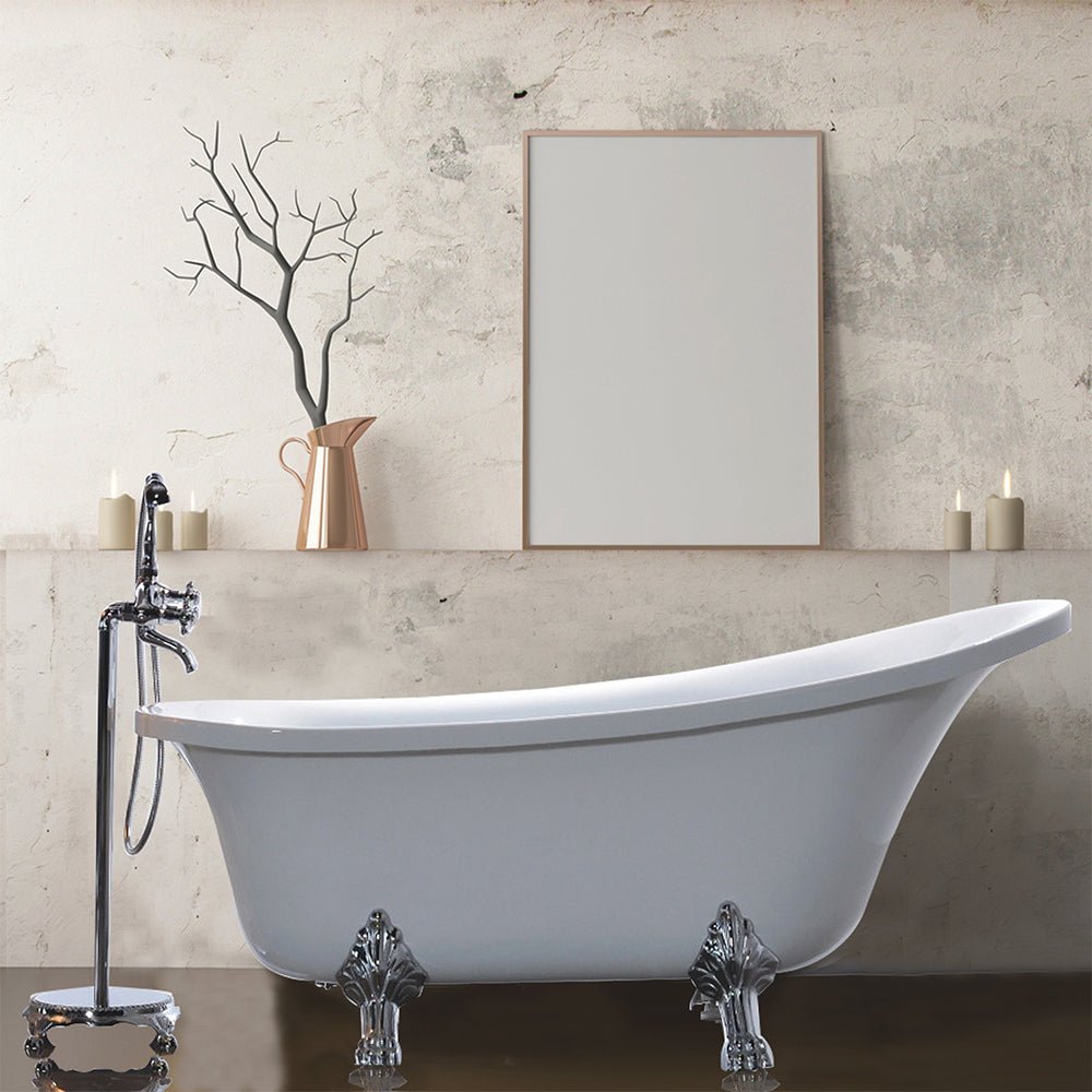 69&quot; x 30&quot; Freestanding White Acrylic Bathtub - HomeBeyond