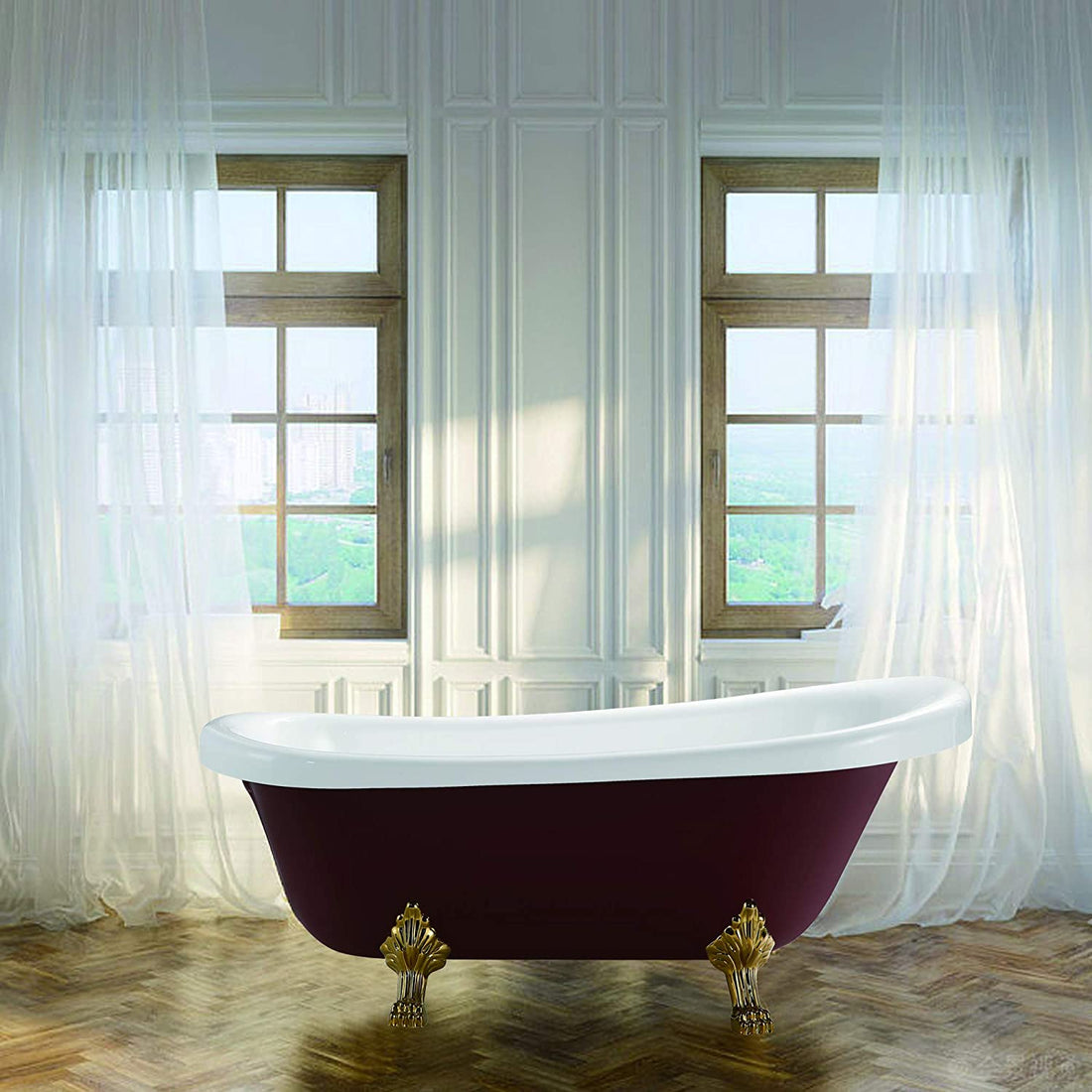 70&quot; x 32&quot; Freestanding Red Acrylic Bathtub - HomeBeyond