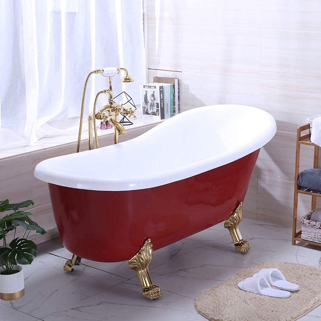 70&quot; x 32&quot; Freestanding Red Acrylic Bathtub - HomeBeyond