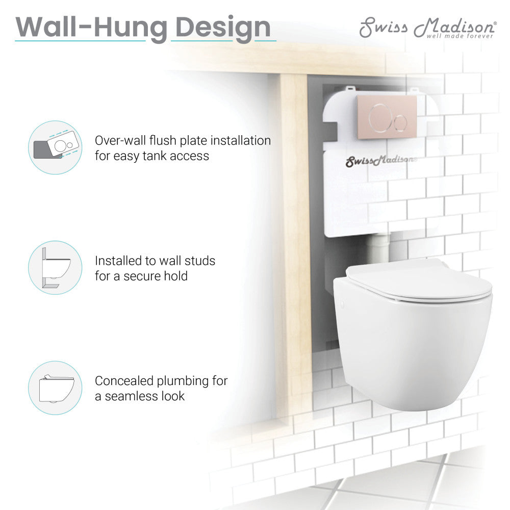 Swiss Madison Well Made Forever SM-WK449-01W - St. Tropez Wall Hung Toilet Bundle, Glossy White Glossy White Wall Hung Toilet