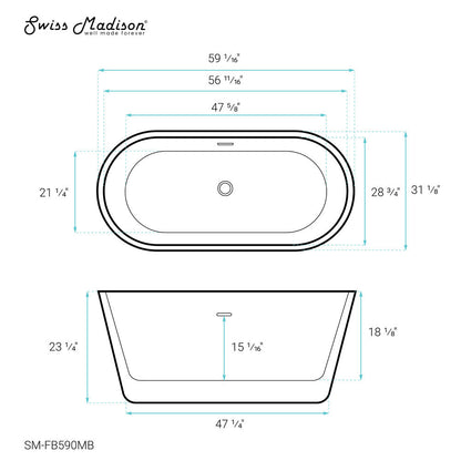 Claire 60&quot; Freestanding Bathtub in Matte Black