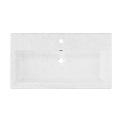 Voltaire Wide Rectangle Vessel Sink in Static Marble Vessel Sink Marble