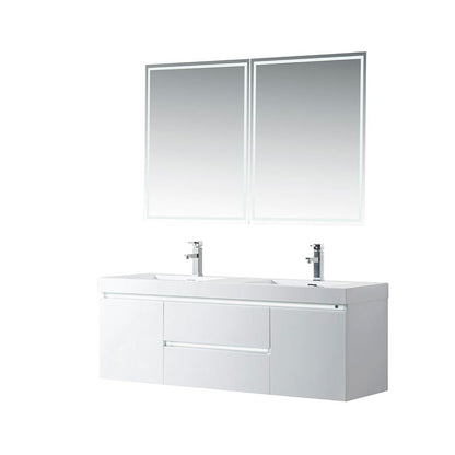 Annecy 60&quot; Double Sink Wall Mounted Bathroom Vanity Set