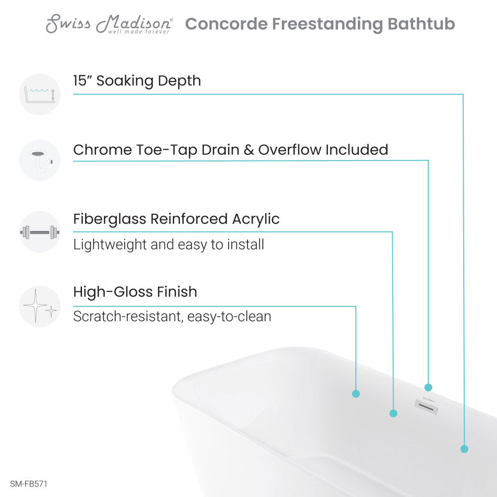 Concorde 67&quot; Freestanding Bathtub