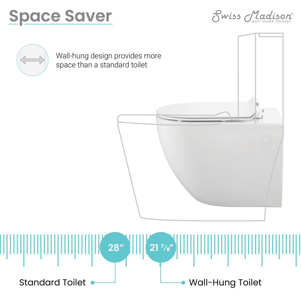 Swiss Madison Well Made Forever SM-WK449-01W - St. Tropez Wall Hung Toilet Bundle, Glossy White Glossy White Wall Hung Toilet