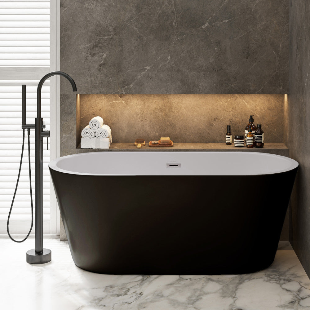 Claire 60&quot; Freestanding Bathtub Matte Black and Matte White