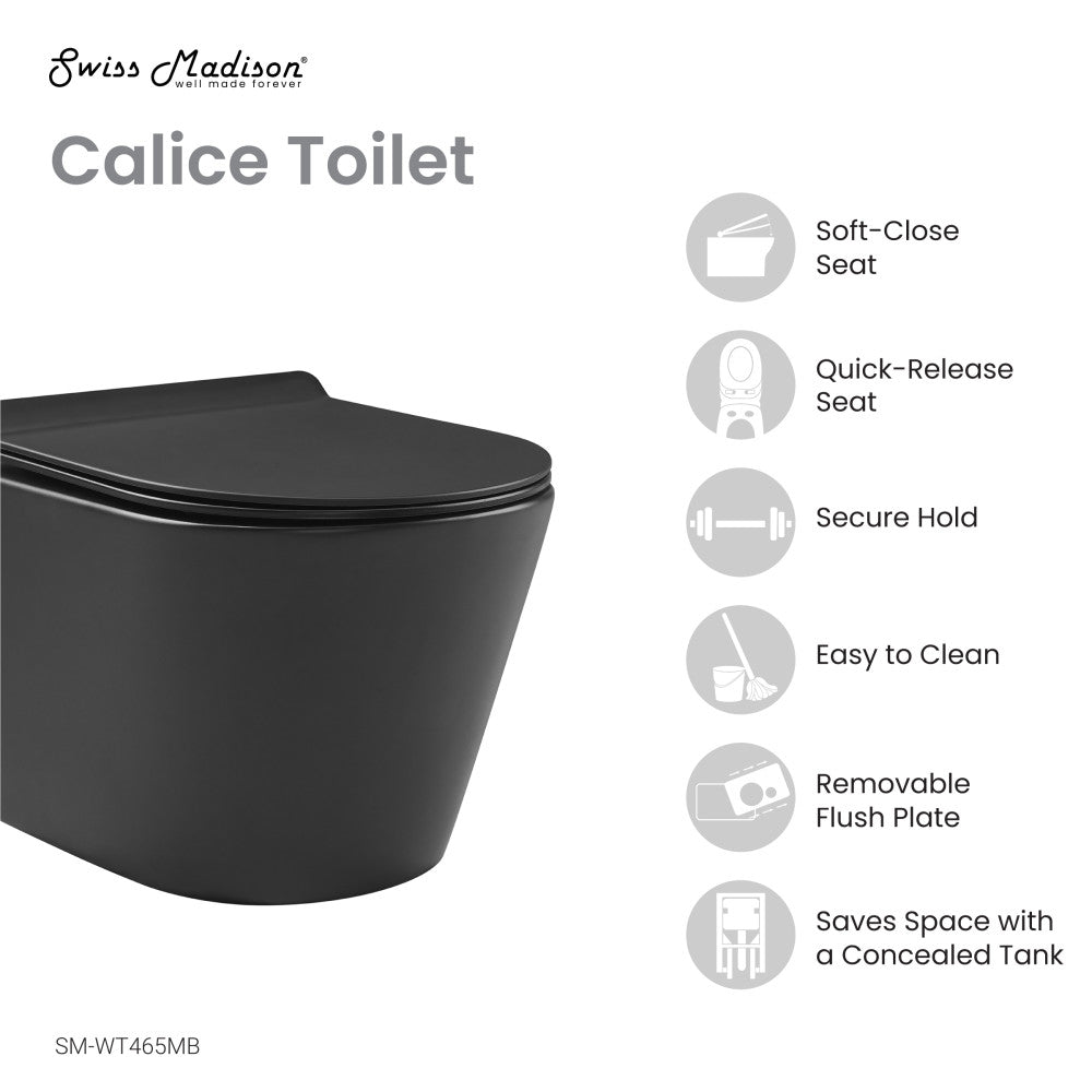 Calice Wall-Hung Round Toilet Bowl in Matte Black Toilet Matte Black