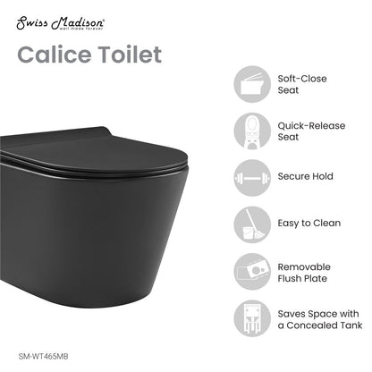 Calice Wall-Hung Round Toilet Bowl in Matte Black Toilet Matte Black