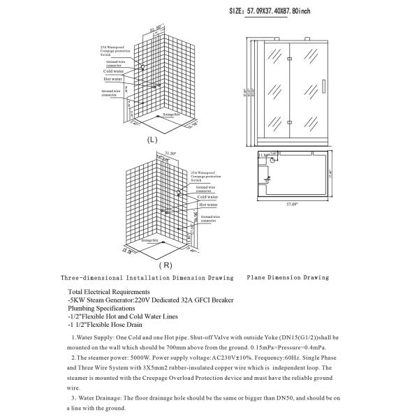 Maya Bath White Platinum Anzio Steam Shower - Left (210)