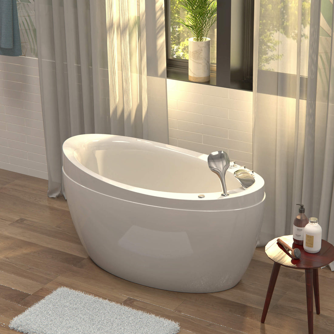 EMPV-48JT011-48&quot; Freestanding Japanese-Style Air Massage Bathtub with Reversible Drain-2