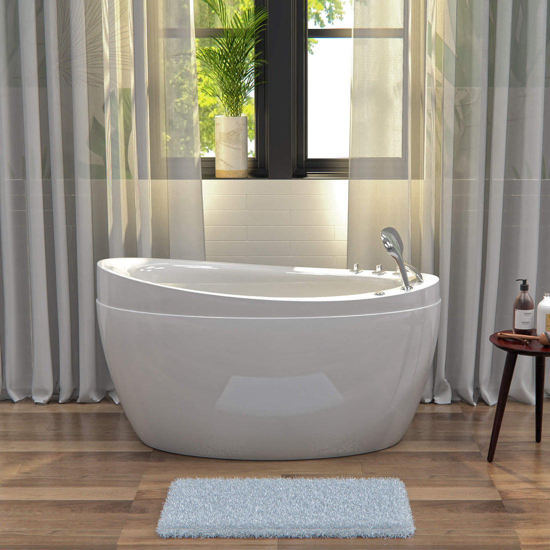 EMPV-48JT011-48&quot; Freestanding Japanese-Style Air Massage Bathtub with Reversible Drain-1