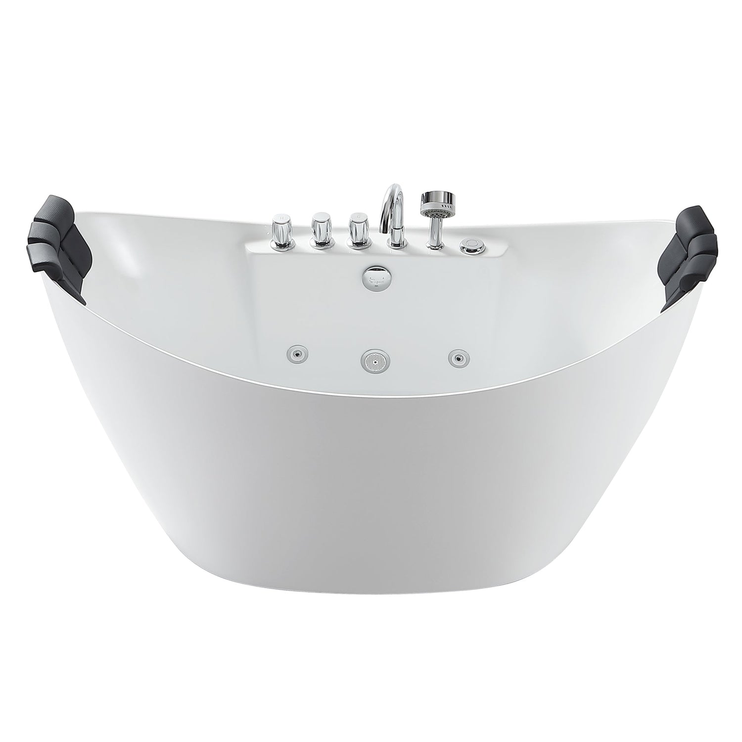 Empava-59AIS11-59&quot; Freestanding Boat-shaped Whirlpool Bathtub with Center Drain-10