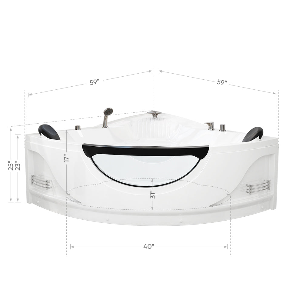 EMPV-59JT319LED-59&quot; Alcove Whirlpool Inline Heater LED Tub with Left Drain-size-chart