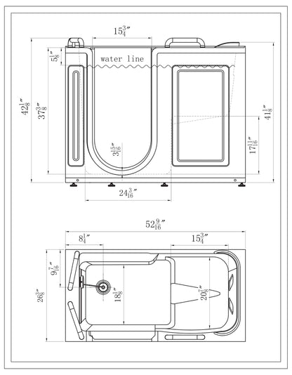 Empava-53WIT373 walk-in bathtub with shower  sample diagram