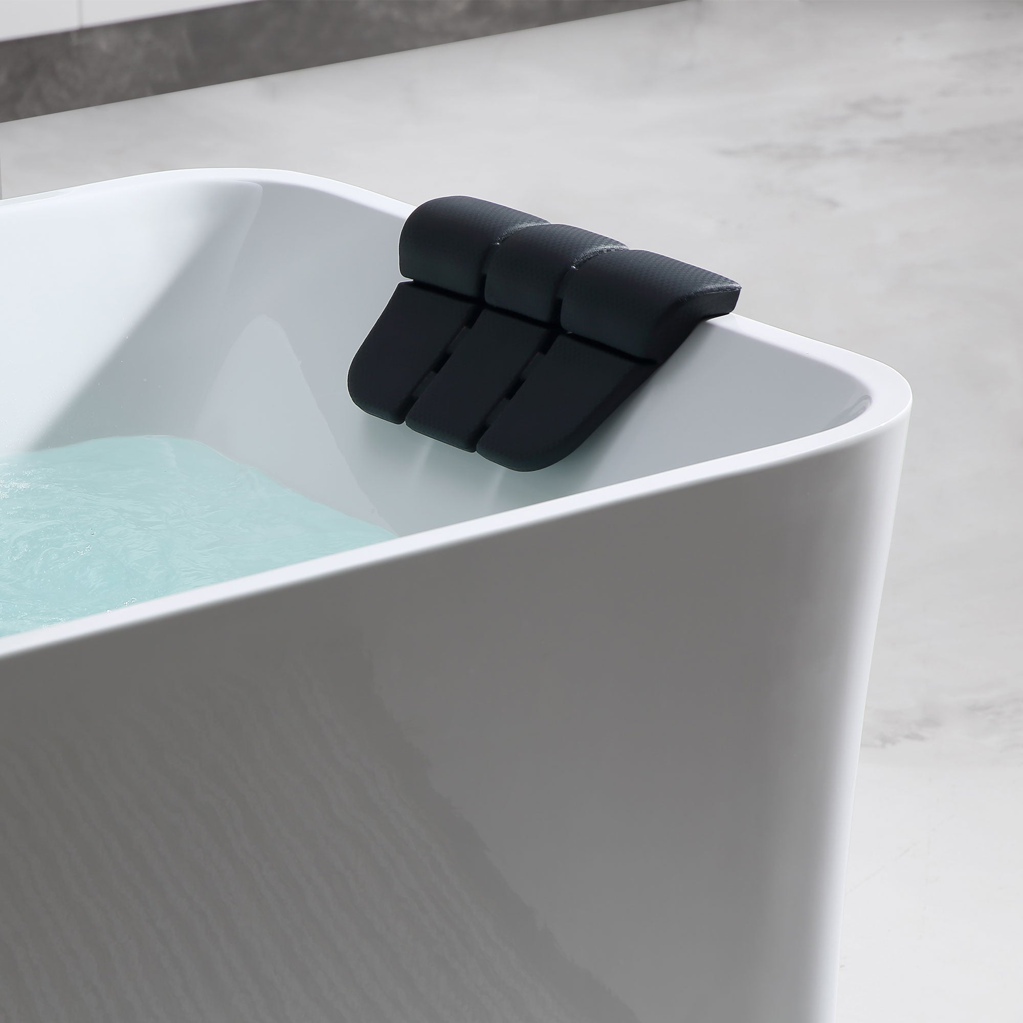 Empava-59AIS15-59&quot; Freestanding Rectangle Whirlpool Bathtub with Center Drain-headrest