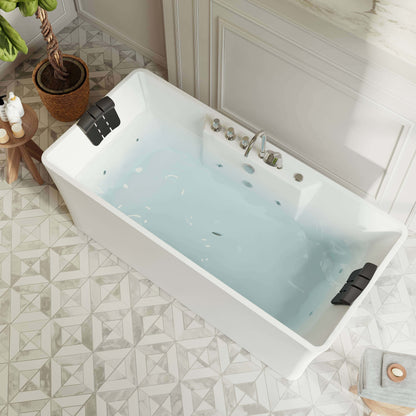 Empava-59AIS15-59&quot; Freestanding Rectangle Whirlpool Bathtub with Center Drain-5