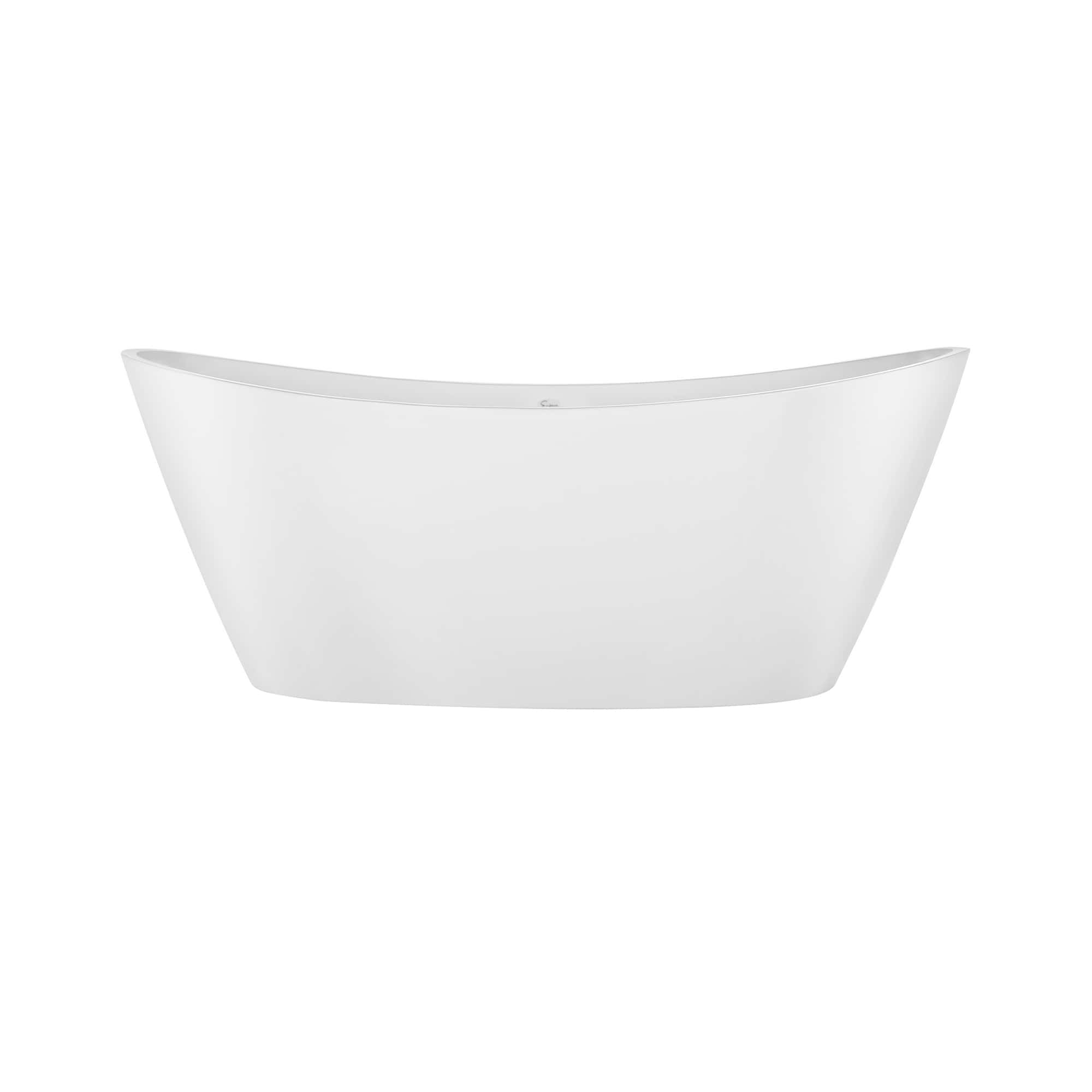 Empava-59FT1518LED freestanding acrylic soaking oval modern white bathtub with LED Lights front view