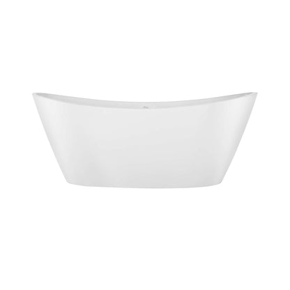 Empava-59FT1518LED freestanding acrylic soaking oval modern white bathtub with LED Lights front view