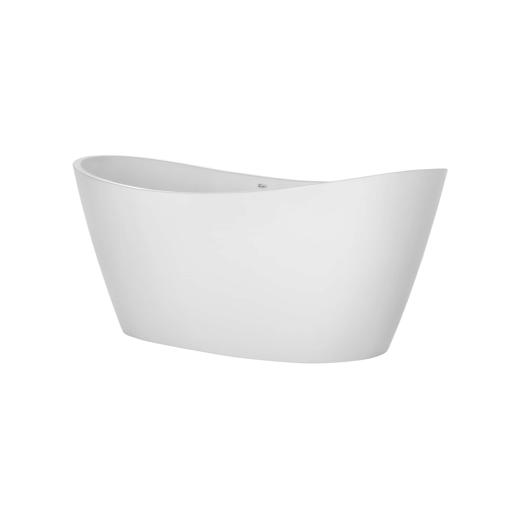 Empava-59FT1518LED freestanding acrylic soaking oval modern white bathtub with LED Lights