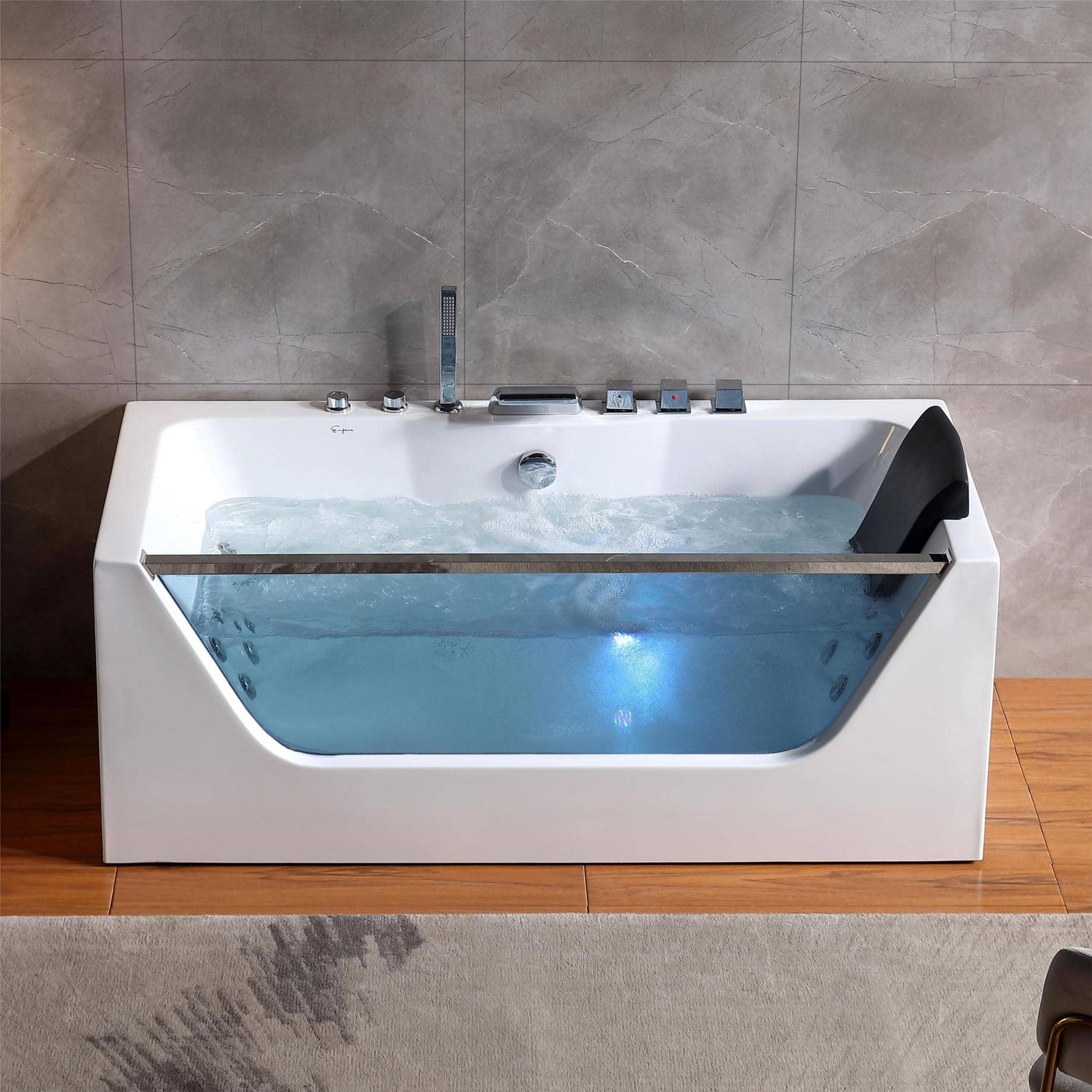 EMPV-59JT408LED-59&quot; Alcove LED Whirlpool Bathtub with Center Drain-3