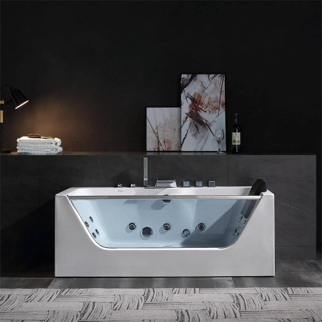 EMPV-59JT408LED-59&quot; Alcove LED Whirlpool Bathtub with Center Drain-1