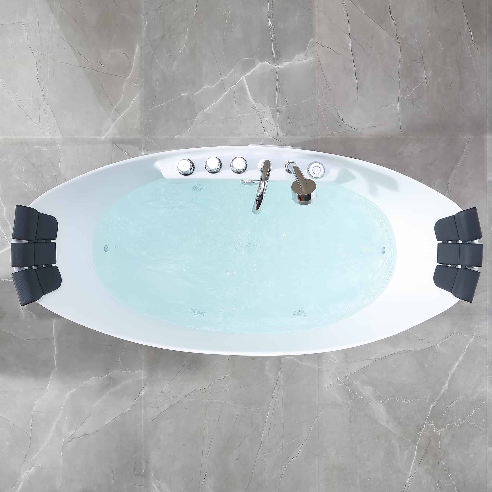 EMPV-67AIS10-67&quot; Freestanding Boat-shaped Whirlpool Bathtub with Center Drain-3