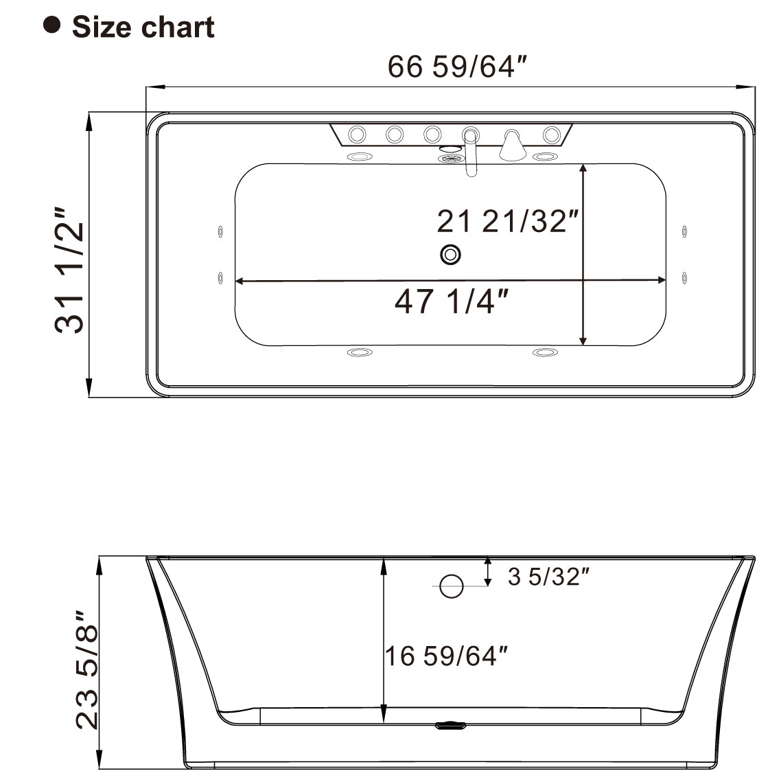 whirlpool jet tub Empava-67AIS16-11