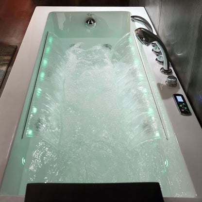 EMPV-67JT351LED-67&quot; Alcove Combination Massage Inline Heater LED Tub with Left Drain-2