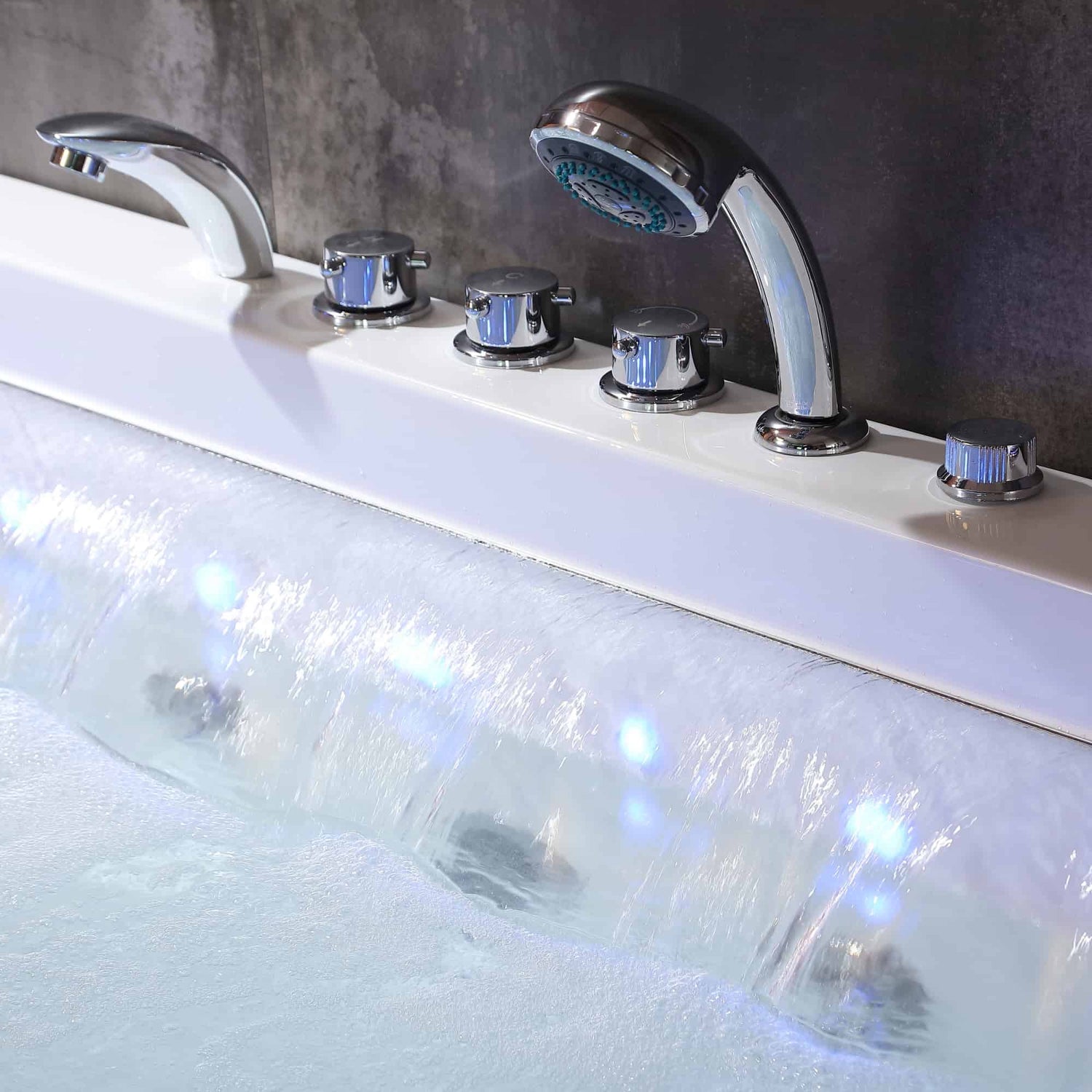 EMPV-67JT351LED-67&quot; Alcove Combination Massage Inline Heater LED Tub with Left Drain-faucet