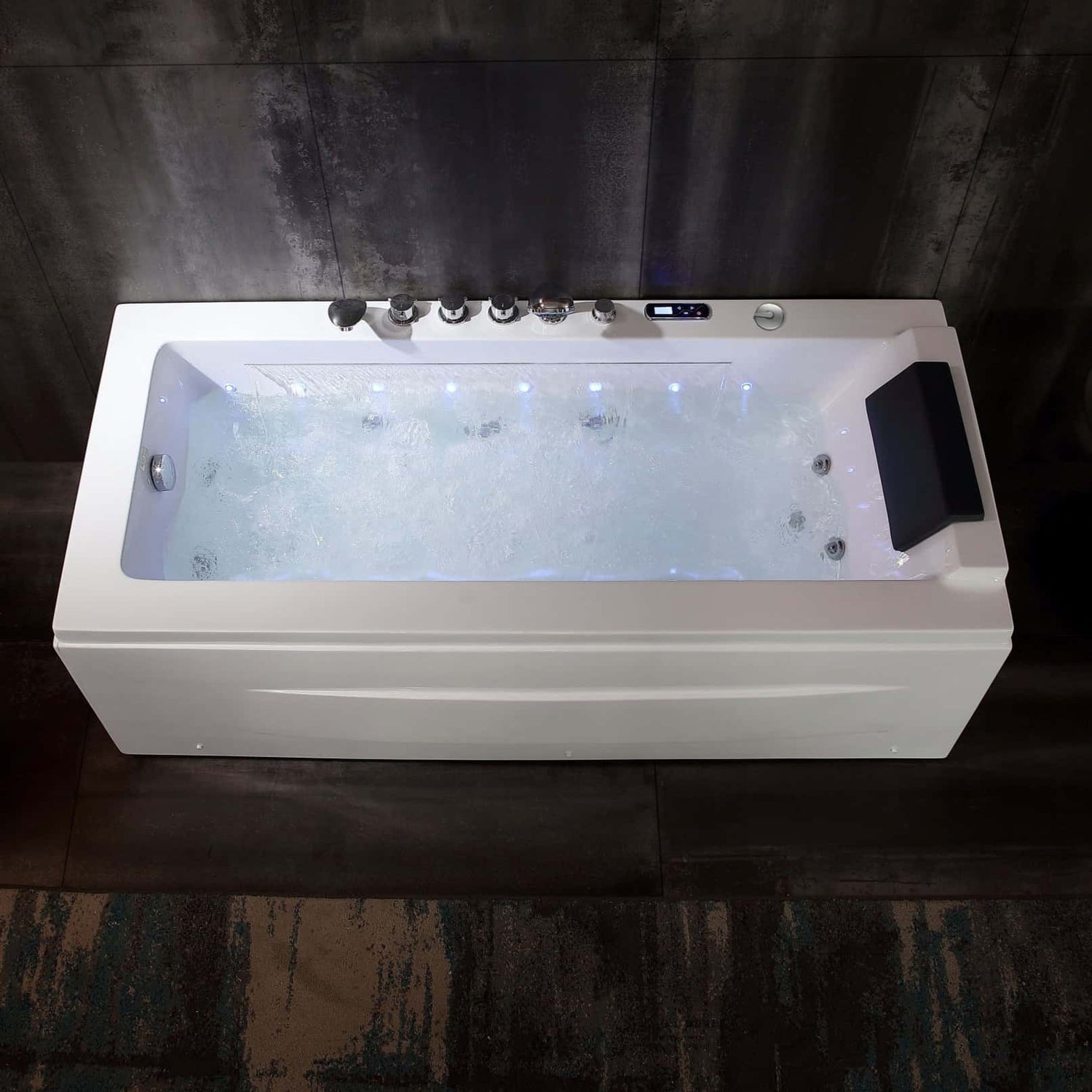 EMPV-67JT351LED-67&quot; Alcove Combination Massage Inline Heater LED Tub with Left Drain-4