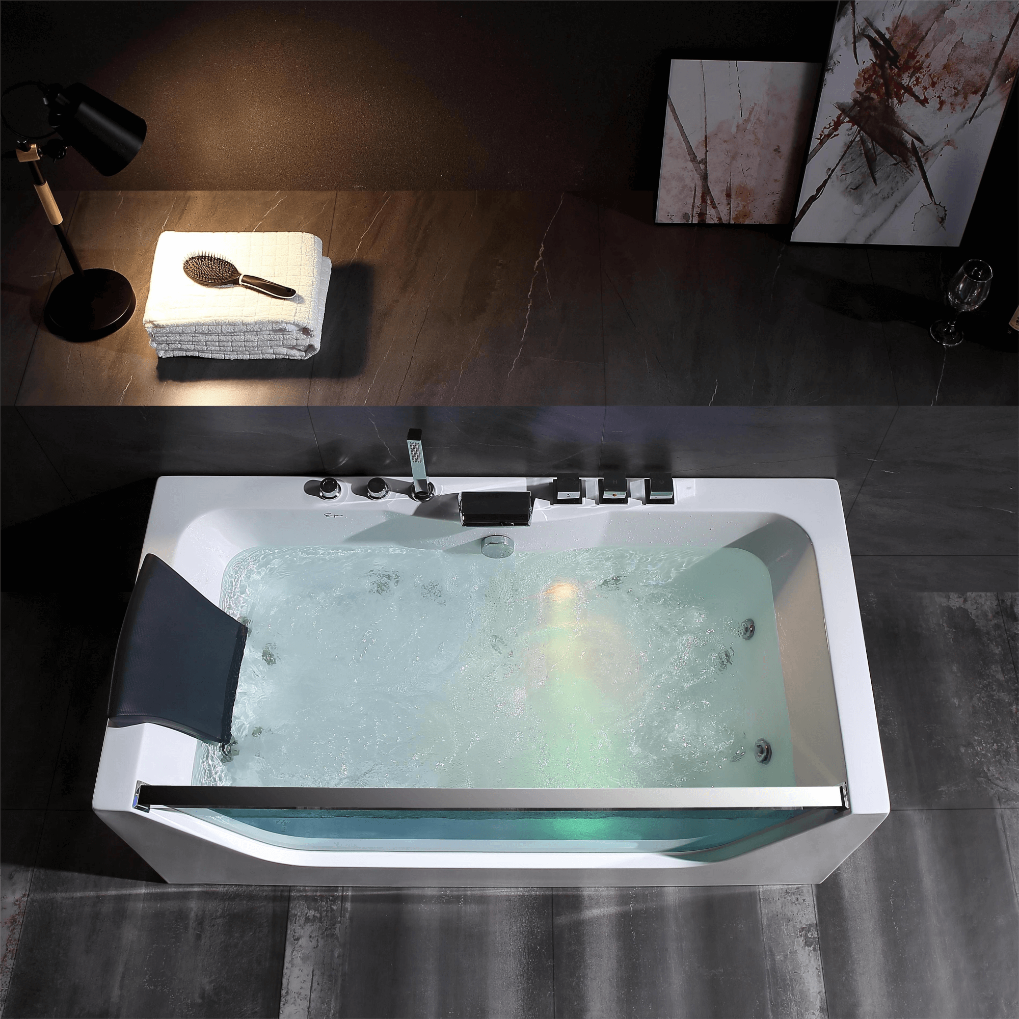 EMPV-67JT408LED-67&quot; Alcove LED Whirlpool Bathtub with Center Drain-3