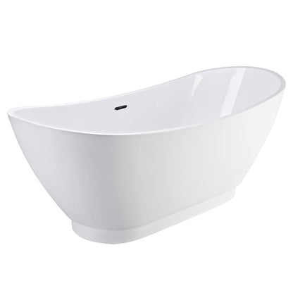 Empava-69FT1603 luxury freestanding acrylic soaking oval modern white SPA double-ended bathtub