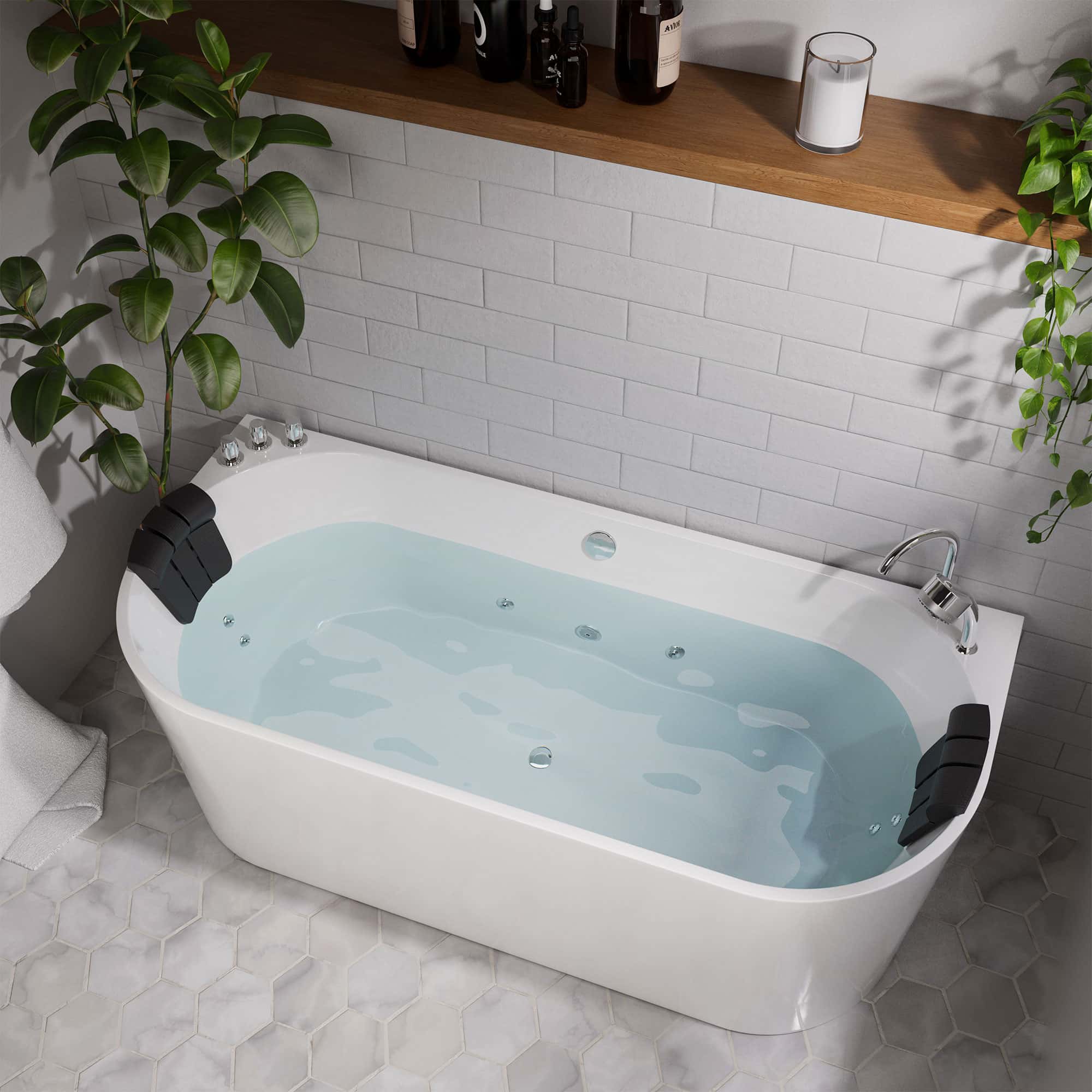 Empava-71AIS08-71&quot; Freestanding Hydro Massage Whirlpool Bathtub with Center Drain-4