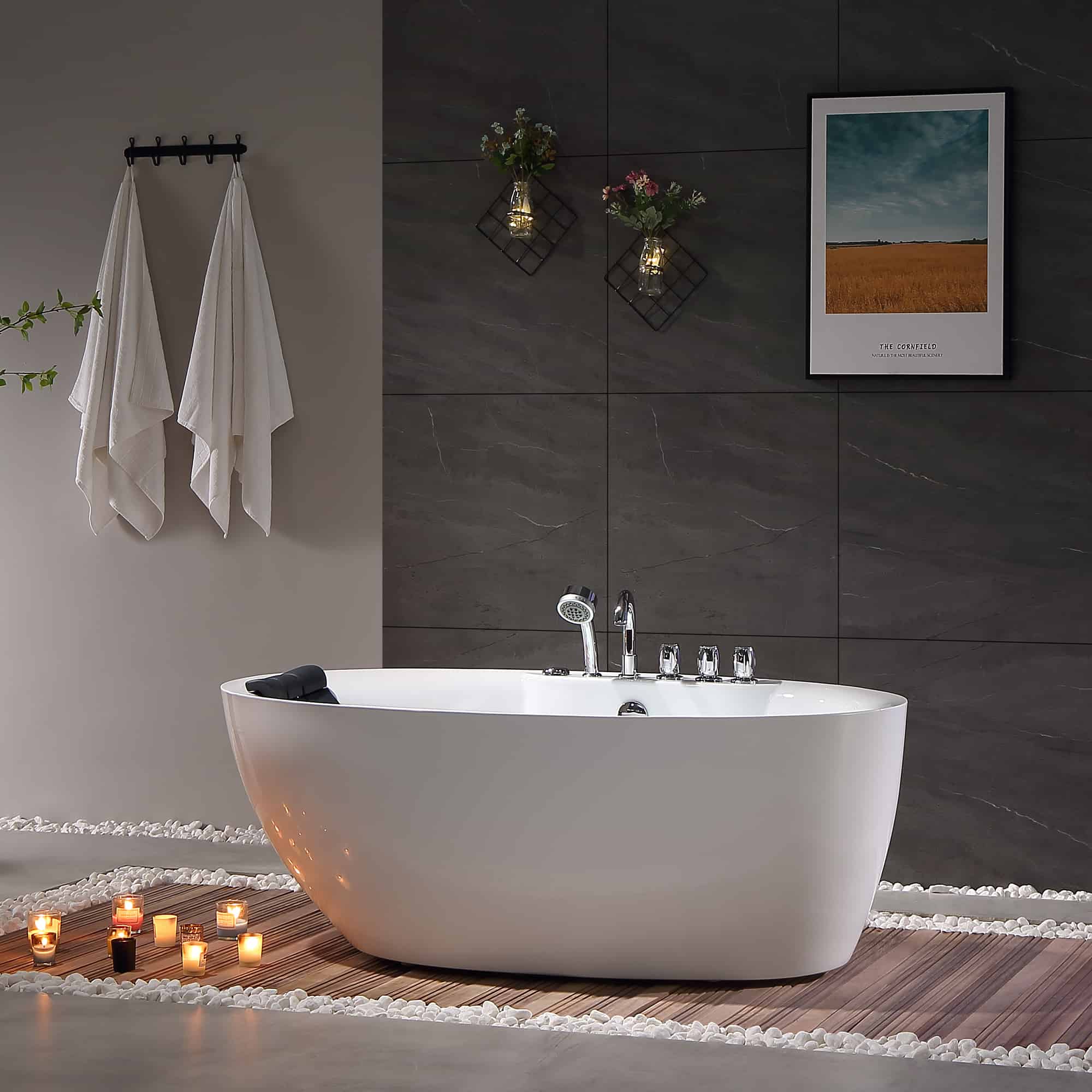 Empava-71AIS14 whirlpool acrylic freestanding oval single-ended bathtub