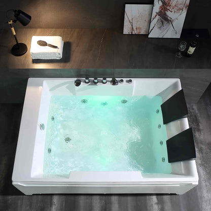 EMPV-72JT367LED-72&quot; Alcove Whirlpool LED Bathtub for 2 Persons with Left Drain-2