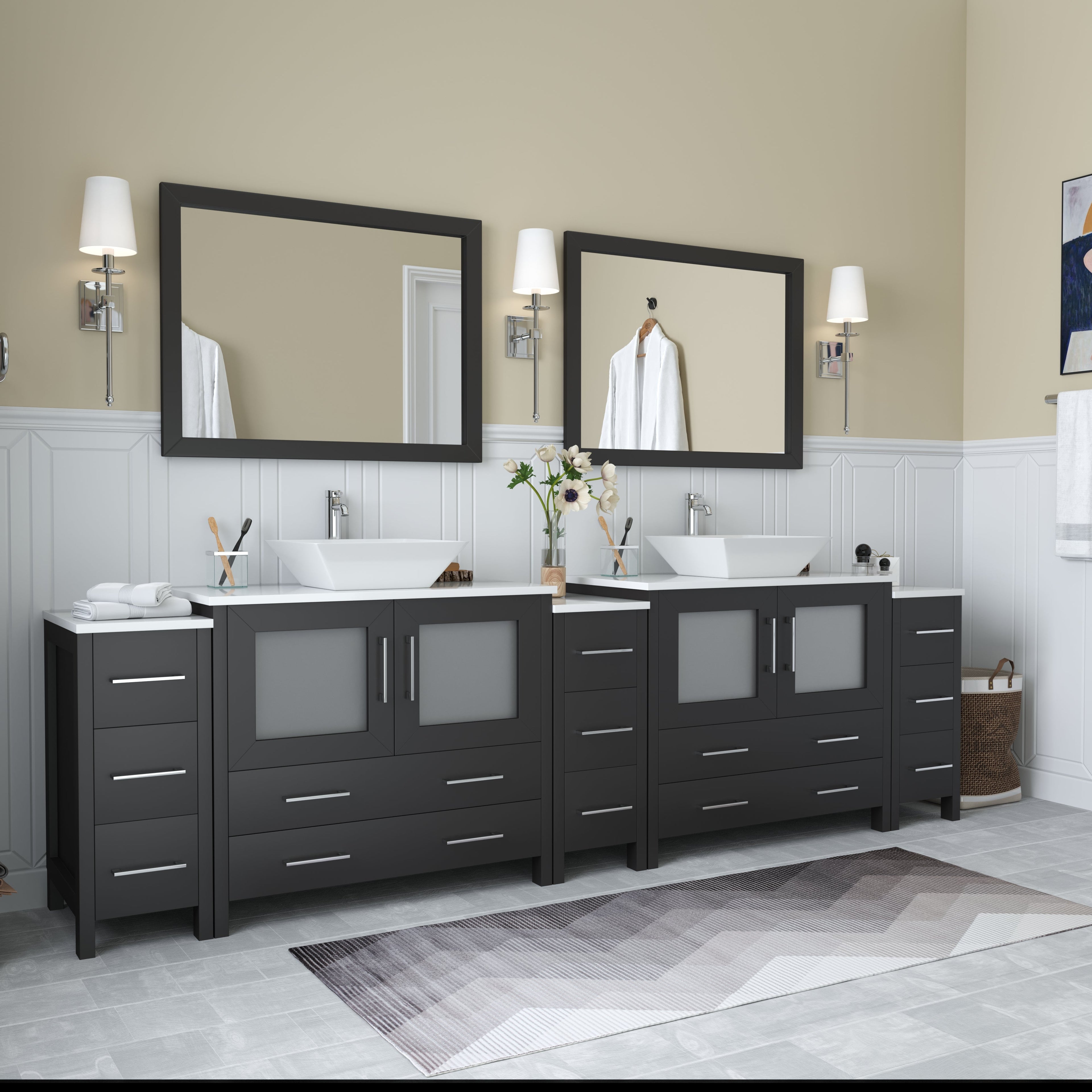 Ravenna 108&quot; Double Sink Bathroom Vanity Combo Set