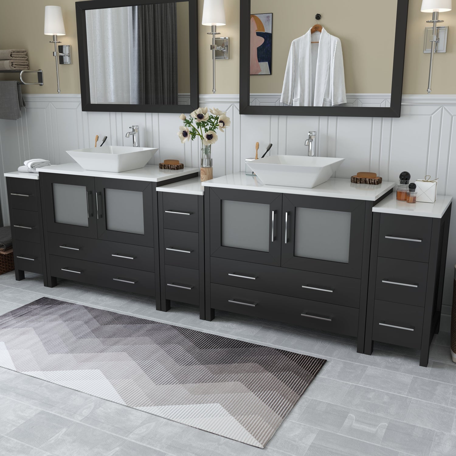 Ravenna 108&quot; Double Sink Bathroom Vanity Combo Set