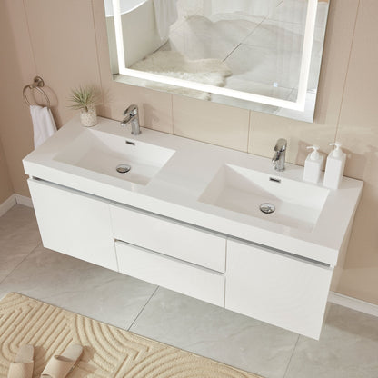 Annecy 60&quot; Double Sink Wall Mounted Bathroom Vanity Set - HomeBeyond