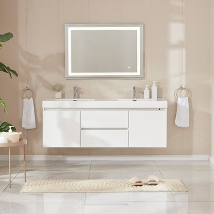 Annecy 60&quot; Double Sink Wall Mounted Bathroom Vanity Set - HomeBeyond