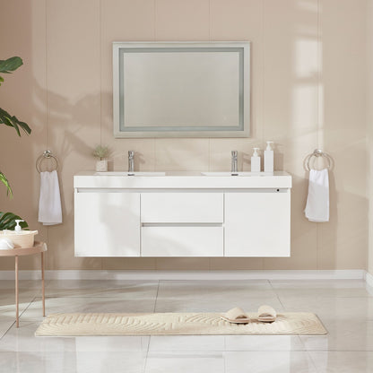 Annecy 60&quot; Double Sink Wall-Mounted Bathroom Vanity Set - HomeBeyond