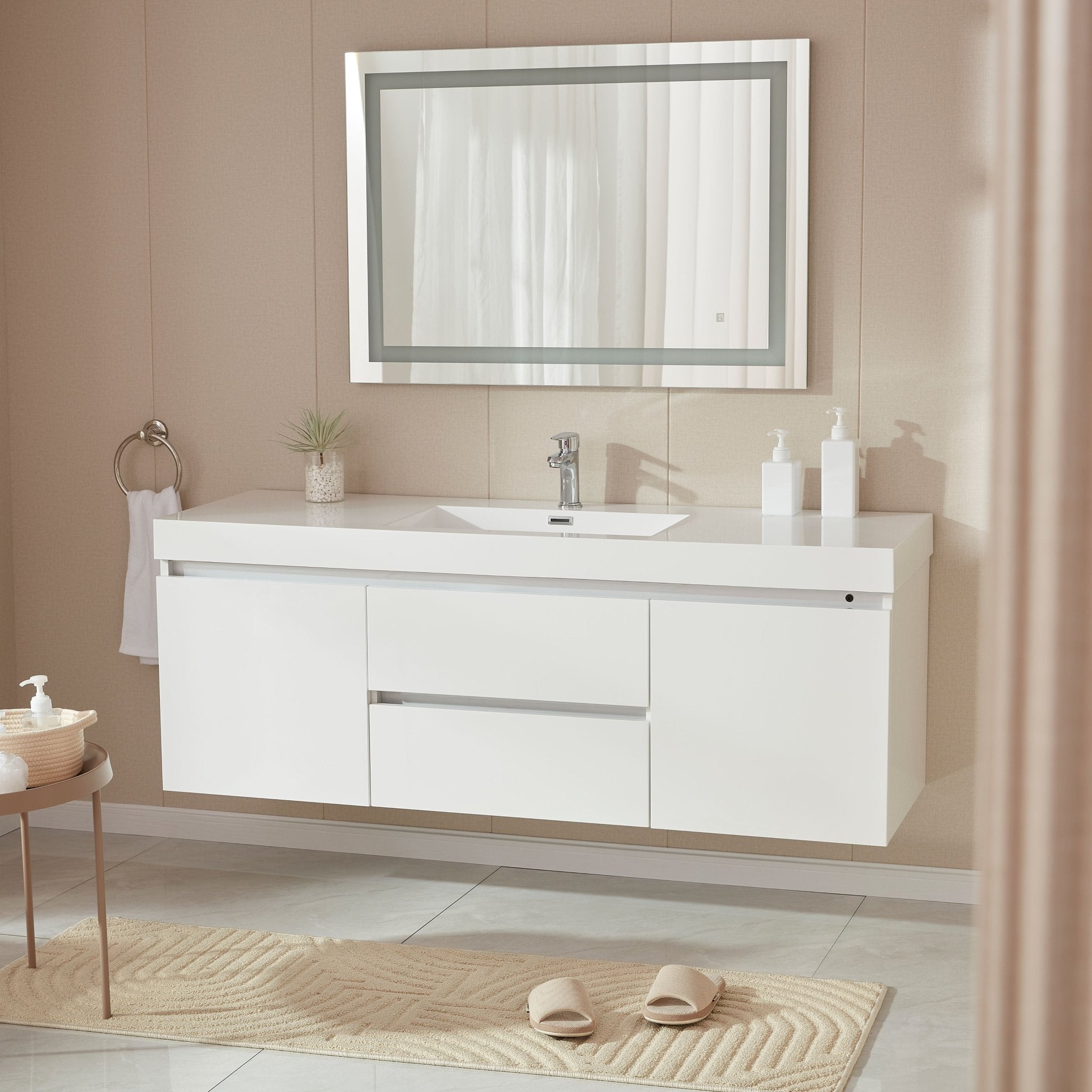 Annecy 60&quot; Single Sink Wall-Mounted Bathroom Vanity Set - HomeBeyond