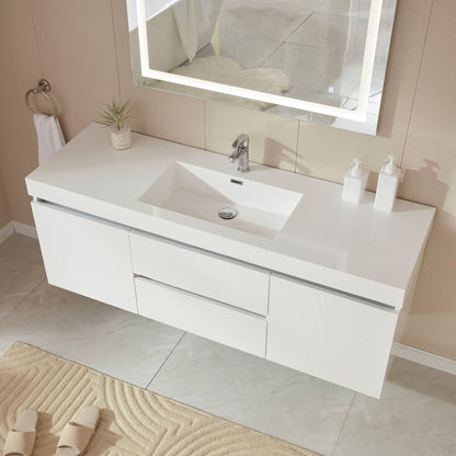 Annecy 60&quot; Single Sink Wall Mounted Bathroom Vanity Set - HomeBeyond