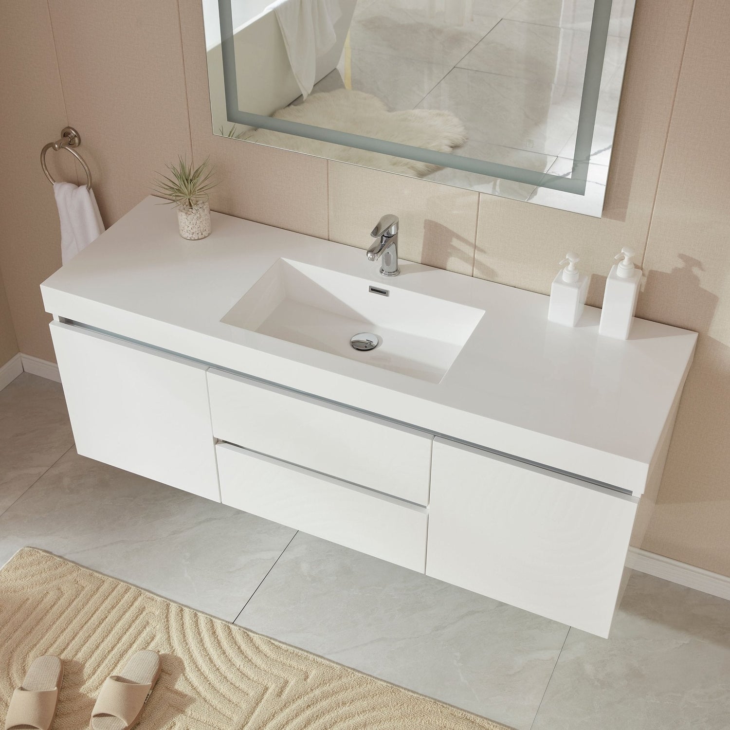 Annecy 60&quot; Single Sink Wall-Mounted Bathroom Vanity Set - HomeBeyond