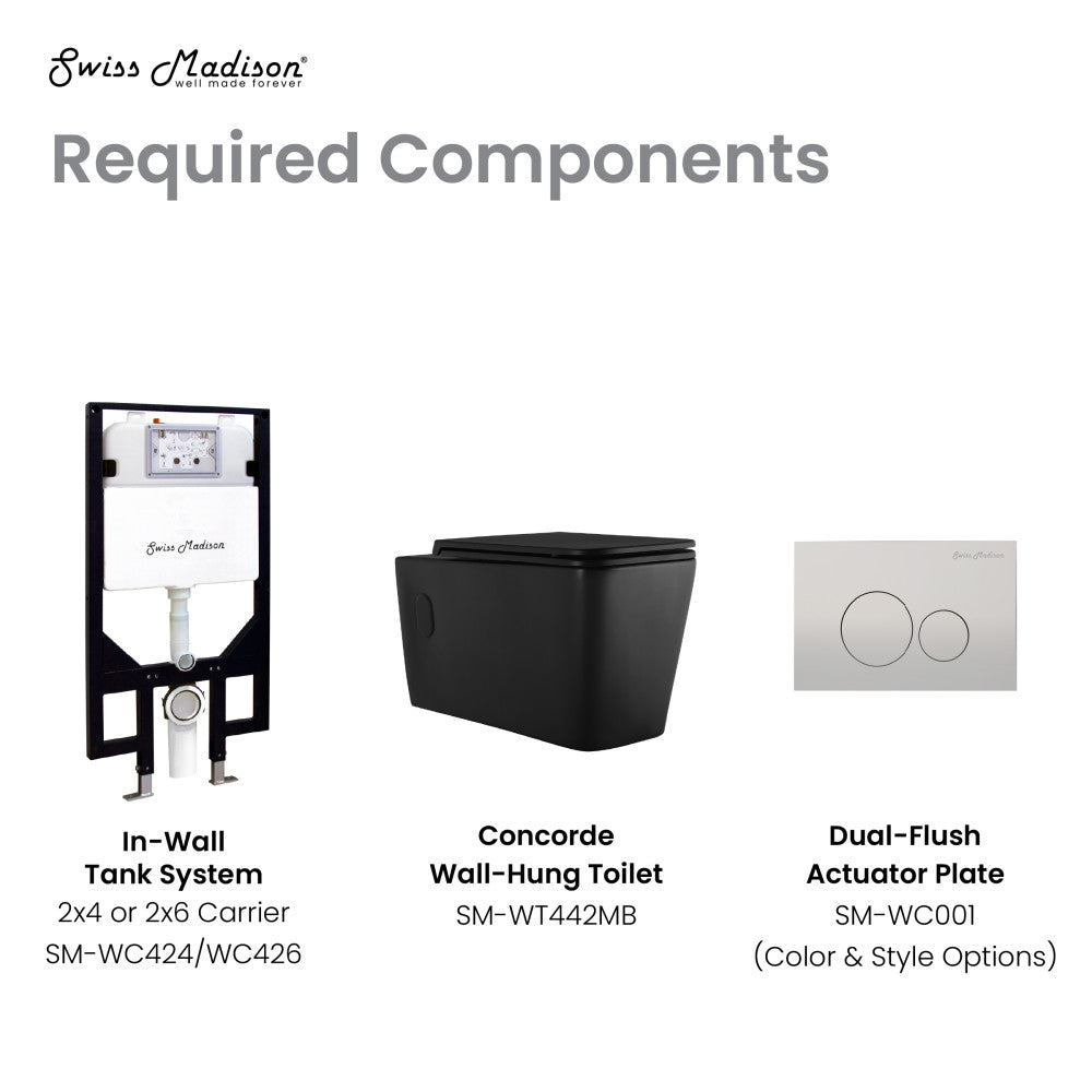 Concorde Wall Hung Toilet Bowl, Matte Black Toilet Matte Black