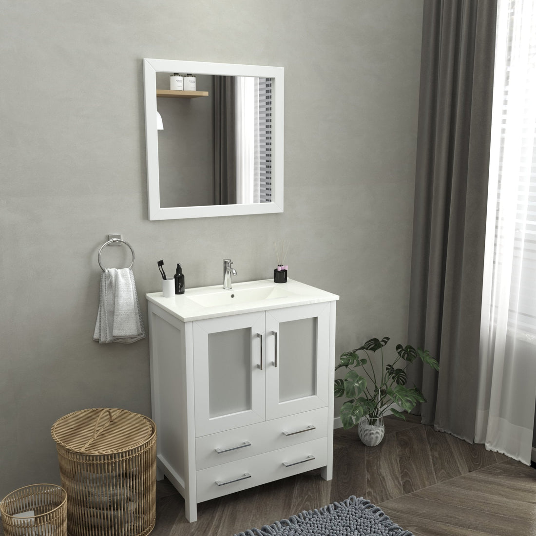 Brescia 30&quot; Single Sink Bathroom Vanity Set and Mirror - HomeBeyond