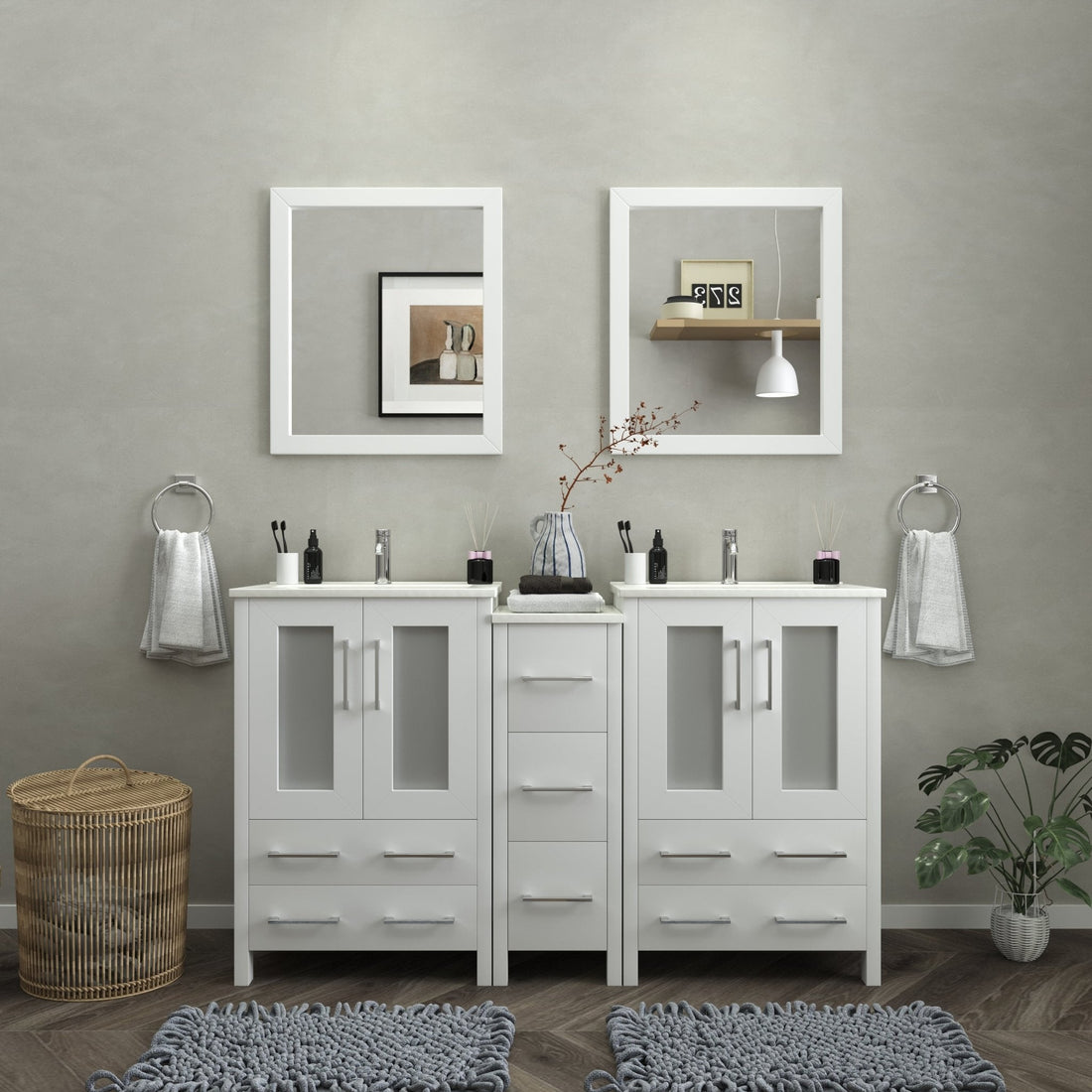 Brescia 60" Double Sink Bathroom Vanity Combo Set - HomeBeyond