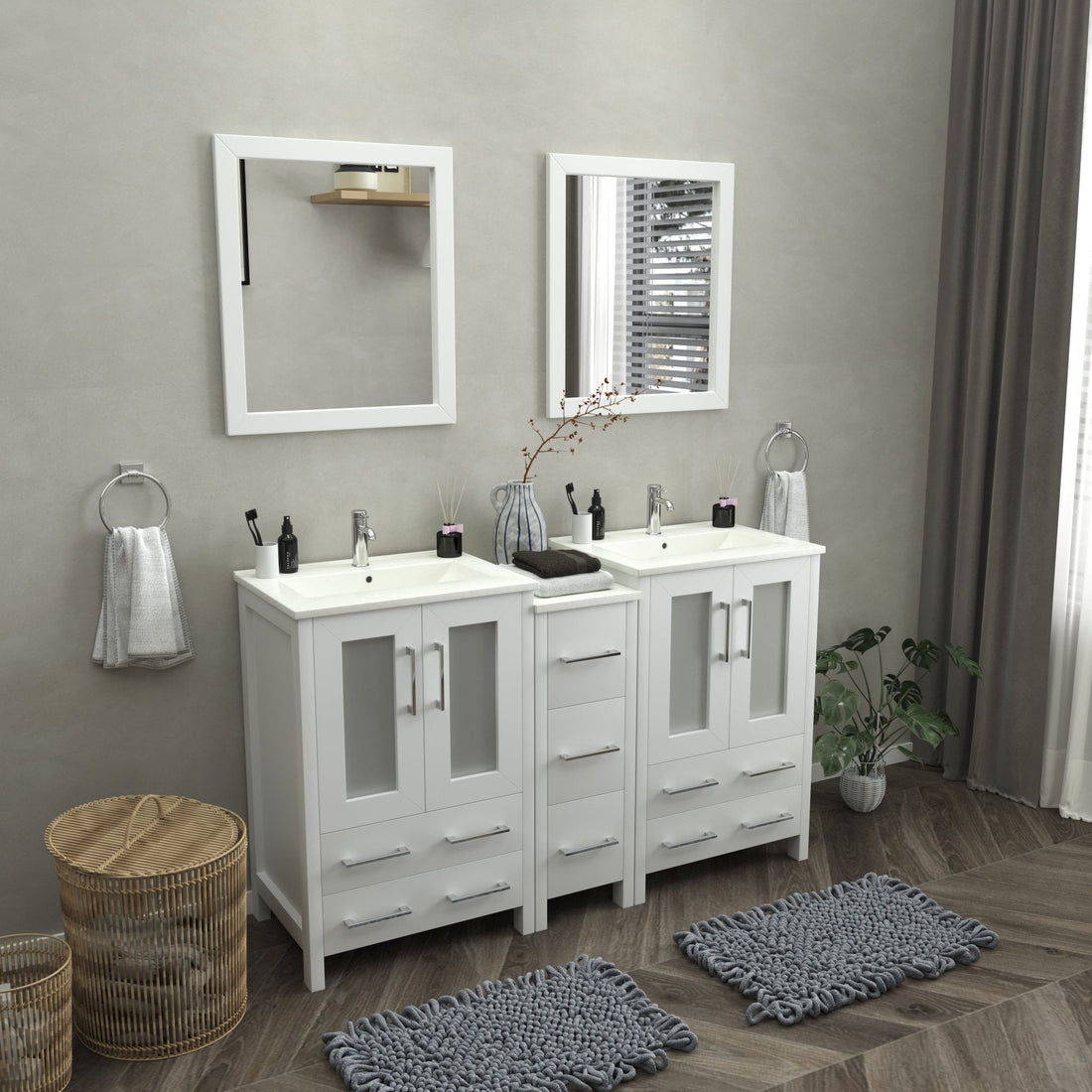 Brescia 60&quot; Double Sink Bathroom Vanity Combo Set - HomeBeyond